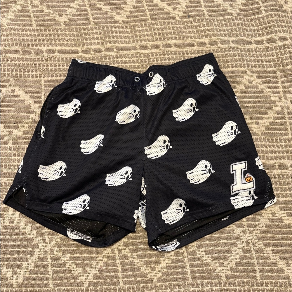 Black Ghost Print Shorts